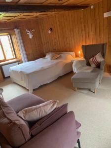 Postel nebo postele na pokoji v ubytování Ferienwohnung in historischer Mühle