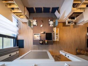 Kuchyň nebo kuchyňský kout v ubytování Ferienwohnung Blau mit Müritzblick + 10 fotografií