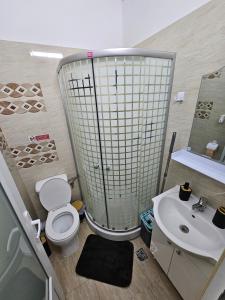 a bathroom with a toilet and a sink at Modern Studio 4 in Onești