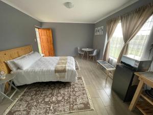 a bedroom with a bed and a television and a table at York-R102 Airport Road - Modern Comfort in George
