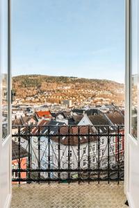 a view of a city from a balcony at DINBNB Apartments l Luxury Penthouse l Roof Terrace l Central Bergen in Bergen