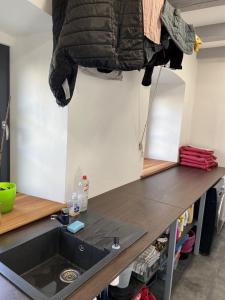 a kitchen with a sink and a counter top at Homeland - family friendly house in Ledce +54 photos