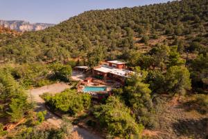 an aerial view of a house in the mountains at Saddle Rock Ranch B&B at West Sedona in Sedona