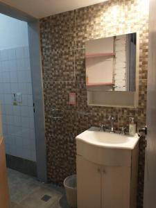 a bathroom with a sink and a mirror at Lo de Nelly 1 in Puerto Madryn