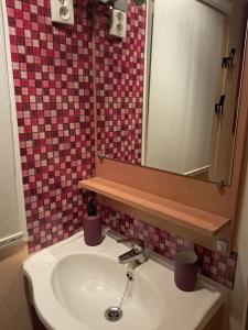 Koupelna v ubytování Mobil Home climatisé avec terrasse dans camping l'Escale, calme, à 20 mn à pied de la plage + 21 fotografií