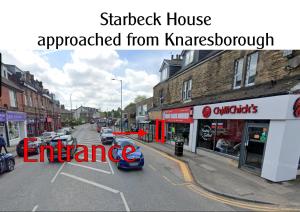an image of a street with a car parked on the road at Starbeck Serviced Apartments in Harrogate