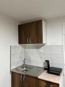 A kitchen or kitchenette at Apartmani Ćosić - Kuršumlijska banja