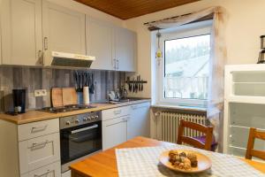 Kuchyň nebo kuchyňský kout v ubytování Ferienwohnung Auf Einem Reiterhof