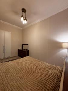 a bedroom with a bed and a dresser in it at ELAY Apartments in Baku