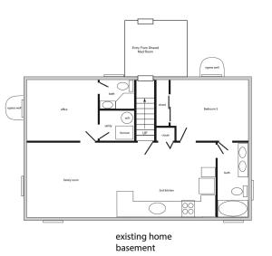Půdorys ubytování Basement Unit 2br 2ba in Barnum West Near Belmar and Sloan Lake 10 mins to Downtown