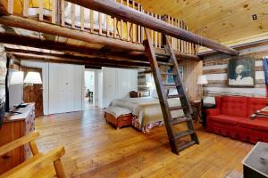a bedroom with a bunk bed and a ladder at 1 Bed 1 Bath Vacation home in Sylva in Sylva