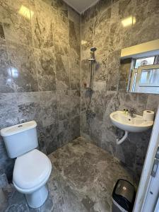een badkamer met toilet en wastafel bij Suıte Travel in Istanbul