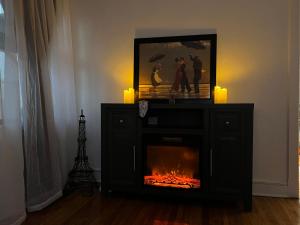 a living room with a fireplace and a television at Little France Unit 2 in Allentown