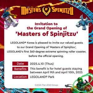 Certifikát, hodnocení, plakát nebo jiný dokument vystavený v ubytování LEGOLAND Korea Resort Hotel