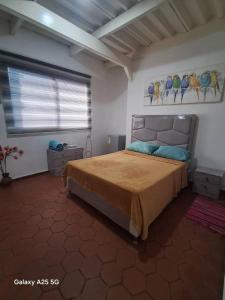 ein Schlafzimmer mit einem großen Bett in einem Zimmer in der Unterkunft Apto Comodo cerca de Centro de Puerto La Cruz in Puerto La Cruz