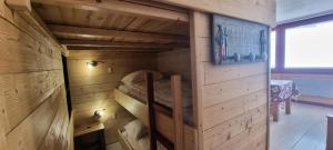 a room with a bunk bed in a wooden cabin at Résidence FlÈche - Studio cabine 4 personnes exposé Sud MAE-3384 in Aime La Plagne