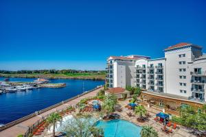 an aerial view of a hotel with a marina at Marina Inn Grande Dunes - 7-503 in Myrtle Beach