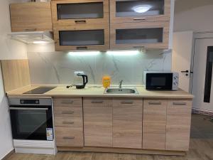 Kuchyň nebo kuchyňský kout v ubytování U Tonyho - Homestay Strakonice 1-kk