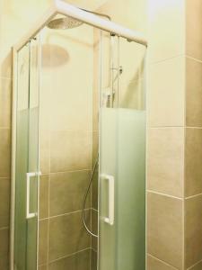 a shower with a glass door in a bathroom at RM-1 - Joli 2 pièces tout équipé au 1er étage pour 1-3 pers in Mulhouse