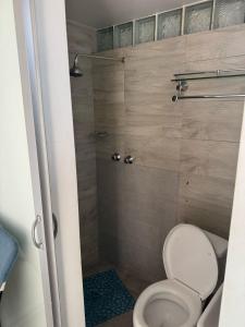 マプトにあるTulipa Guest houseのトイレとシャワー付きのバスルーム
