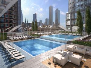 una rappresentazione di una piscina sul tetto di un edificio di Global Luxury Suites at Sky a New York