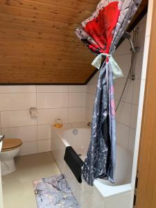 a bathroom with a bath tub and a toilet at Maya in Oberwindach +14 photos