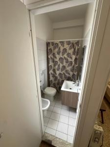 a bathroom with a toilet and a sink at Nazìonale Minerbe in Minerbe +1 photo