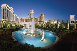 a water fountain in the middle of a city at Nobu Hotel at Caesars Palace in Las Vegas