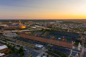 an aerial view of a city with a stadium at Holiday Inn Columbia East-Jessup by IHG in Jessup
