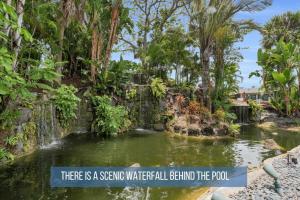 a sign that reads there is a conserving waterfair trial all around the pool at Luxury With Private Lanai Views and Close to the Pool in Naples