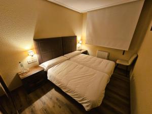 a hotel room with a bed and two night stands at El Camarote in Cudillero