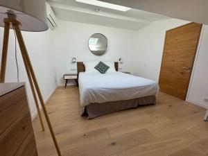 a bedroom with a large bed and a mirror at Les Restanques in Trets +31 photos