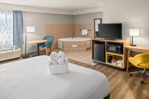 a hotel room with a bed and a television at Days Inn & Suites by Wyndham Artesia in Artesia