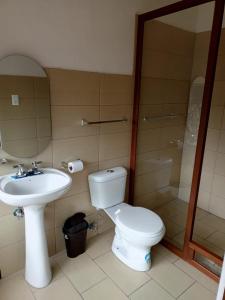 グアランダにあるHostal Casa Alamosのトイレと洗面台付きのバスルーム