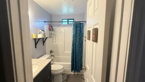 a bathroom with a toilet and a sink and a shower at Kris Jordan C in Palm Bay