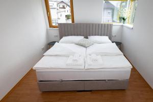 Postel nebo postele na pokoji v ubytování Riedwohnung 1- Lustenau