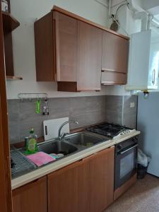 a kitchen with a sink and a stove at Lucazione Turistica in Mestre