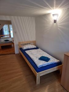 Кровать или кровати в номере Ferienhaus "Am Schlossbühel" Wernigerode