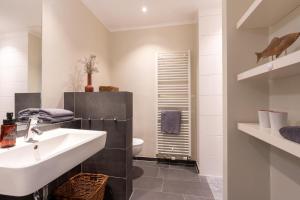 un baño con lavabo e inodoro en Rodehuus Wohnung 10, en Borkum