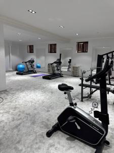 Un gimnasio con varios equipos de ejercicio en una habitación. en Ark Hotel PREMIUM, en Bukhara