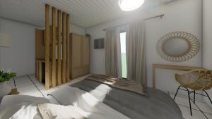 Postel nebo postele na pokoji v ubytování Vaso Alykanas Studios