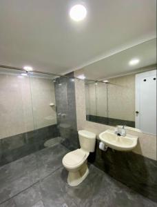 Koupelna v ubytování Hotel Lukas