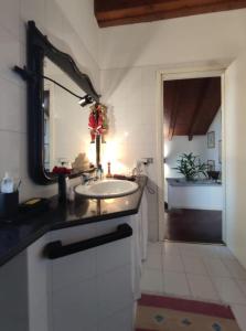 a bathroom with a sink and a mirror at La casa di Giò in Angera