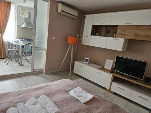 Postel nebo postele na pokoji v ubytování Olivia`s Studio - apartment Iasi