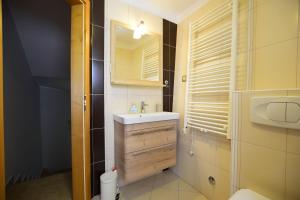 a bathroom with a sink and a mirror at House Nonina kuca in Rab +27 photos