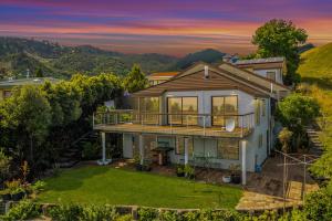 an aerial view of a house at Atawhai Retreat Peace & Sea Views in Nelson