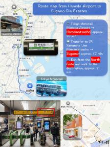 a collage of photos of a subway map at 2 巣鴨駅5分 5人房 1LDK 便利热闹丨Sugamo JR Line 5 minutes 5people in Tokyo