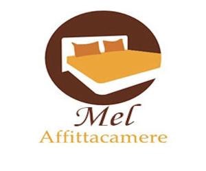 フィレンツェにあるMEL Affittacamereのネットイラスト付きベッドのロゴ