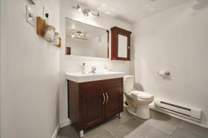 een badkamer met een wastafel en een toilet bij Lion's Den // Spacious 1500 sqft (2 WC) - Downtown in Québec +15 foto's