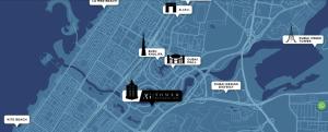 a map of the city of chicago with buildings at One Click in Dubai